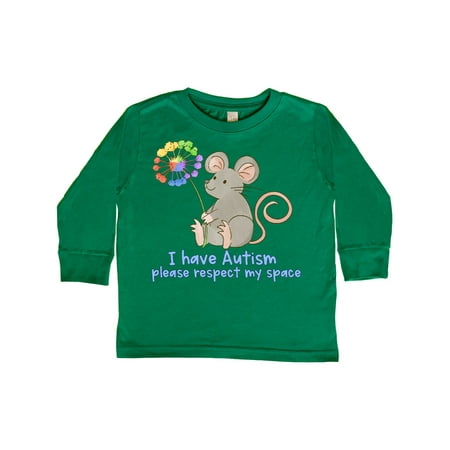 

Inktastic I Have Autism Please Respect My Space Mouse with Flower Gift Toddler Boy or Toddler Girl Long Sleeve T-Shirt