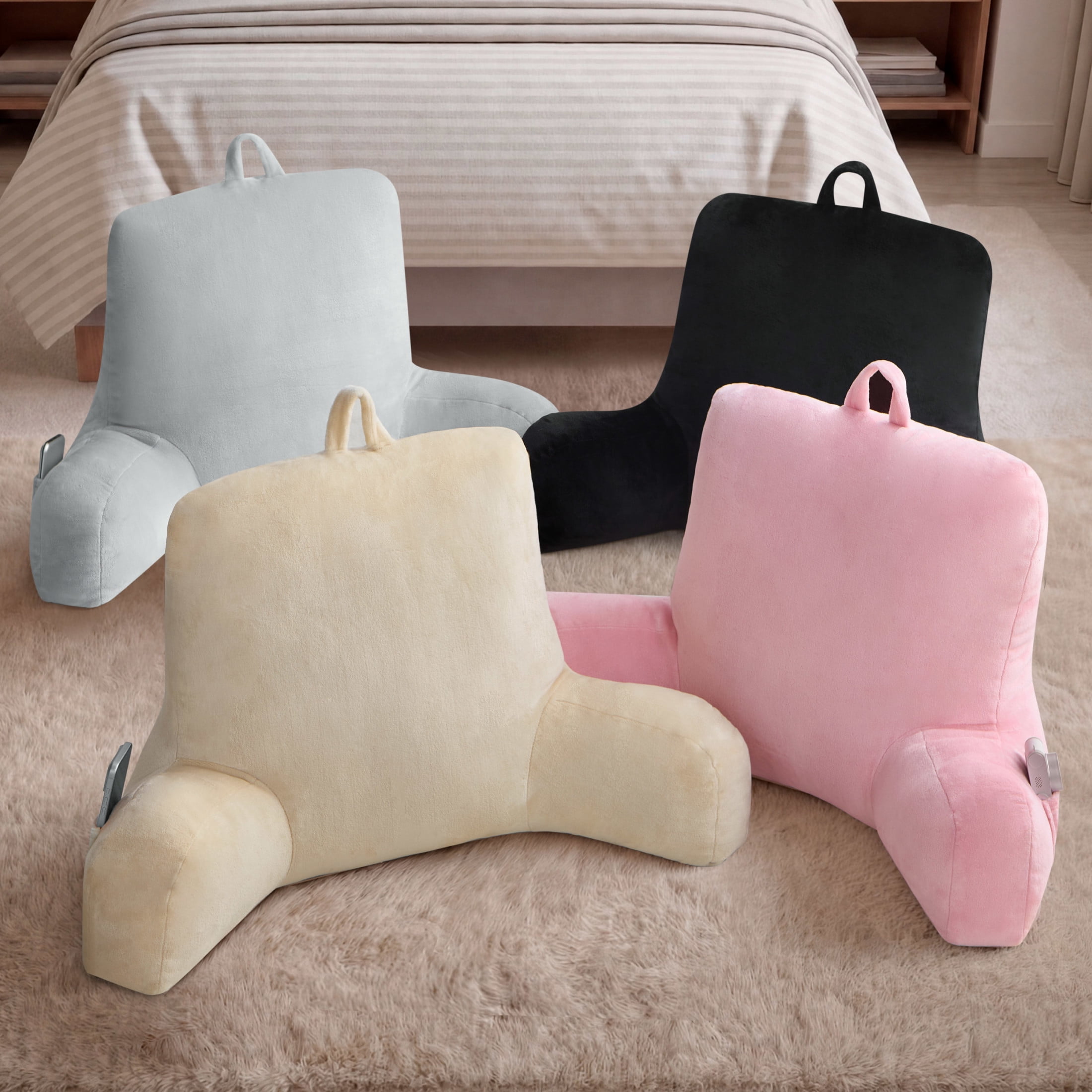 The Sheet Lab Plush Backrest Pillow, Beige, 30" x 17" x 17"