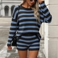 thumbnail image 2 of Womens Striped Sweater Set Oversized Sets Matching Pajamas Long Sleeve Sweater Top And Shorts, 2 of 2