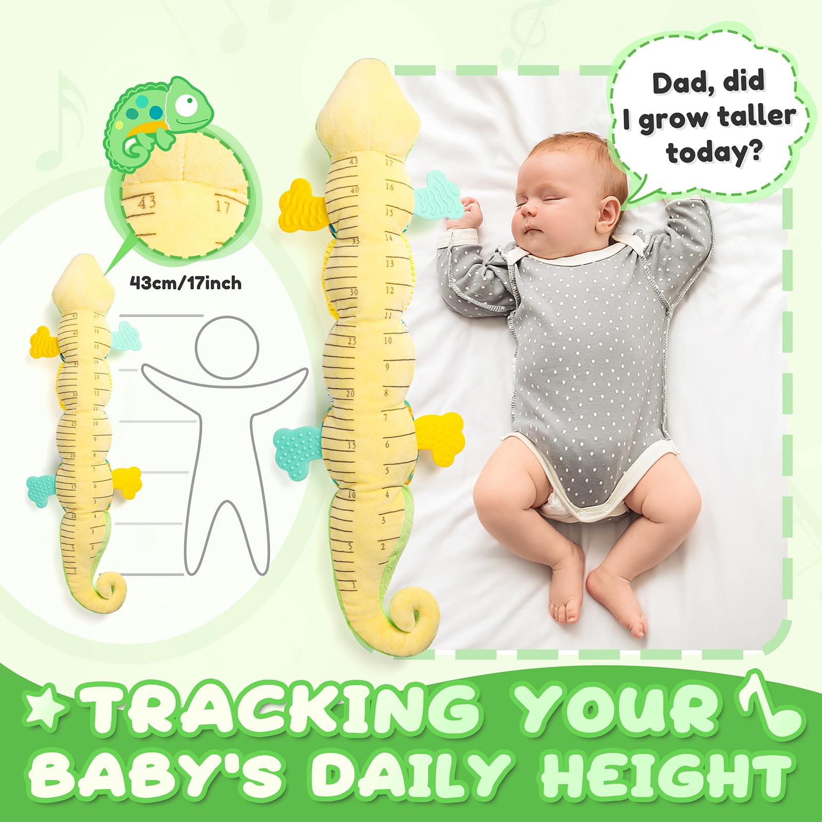Newborn Baby Toys 0-12 Months - Musical Stuffed Dinosaur Plush, Multi-Sensory Crinkle Rattles & Textured Design, Tummy Time Early Development Gift for Infant Girls