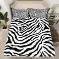 thumbnail image 2 of Feelyou Black White Zebra Print Full Size Sheets for Kids, Modern Fashion Stripes Bed Sheets, Cartoon Wildlife Sheet Sets, Breathable Home Decor, 4 Pieces, 2 of 7
