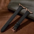thumbnail image 6 of BANDOVA Slim Genuine Leather Band Compatible with Apple Watch, Women's Thin Replacement Strap, Black with Rose Gold, 38/40/41mm, 6 of 7