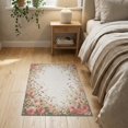 thumbnail image 3 of ODIKA Pink Vintage Scattered Motif Striped Border Textured for Bedroom, Nursery, RV, Pet Friendly & Kids Safe Bedside, 3 of 7