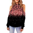 thumbnail image 1 of Tops de manga larga con hombros descubiertos, Tops de mujer transpirables y suaves con gradiente de moda para ir de compras a diario, negro M, 1 of 6