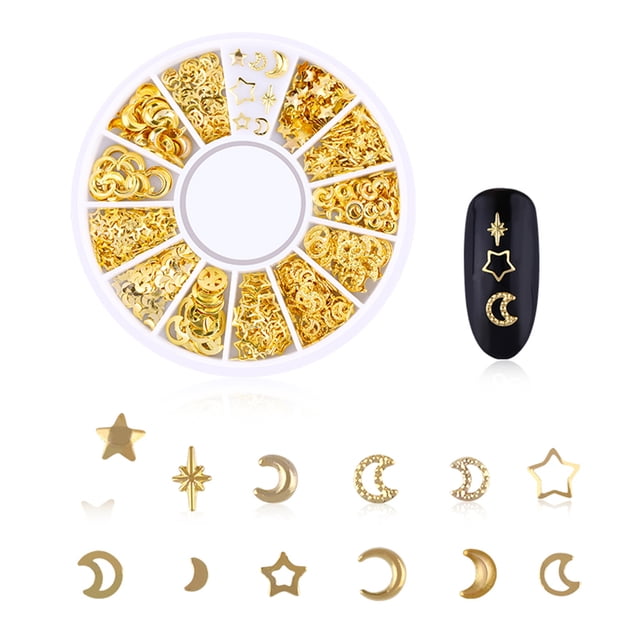 Fiudx Rueda para Decoración de Uñas, Decoraciones de Aleación Hueca con Forma de Estrella, Fácil de Aplicar para Uñas Naturales o Artificiales, Uso Versátil para Proyectos de Bricolaje, Decoración De
