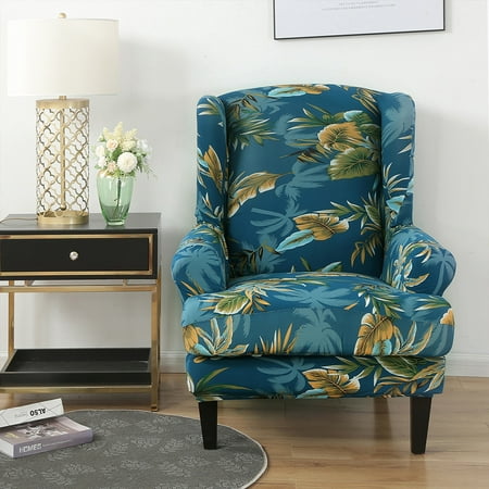 DYstyle Stretch Printed 2-Piece Wing Chair Slipcover,Green - Walmart ...