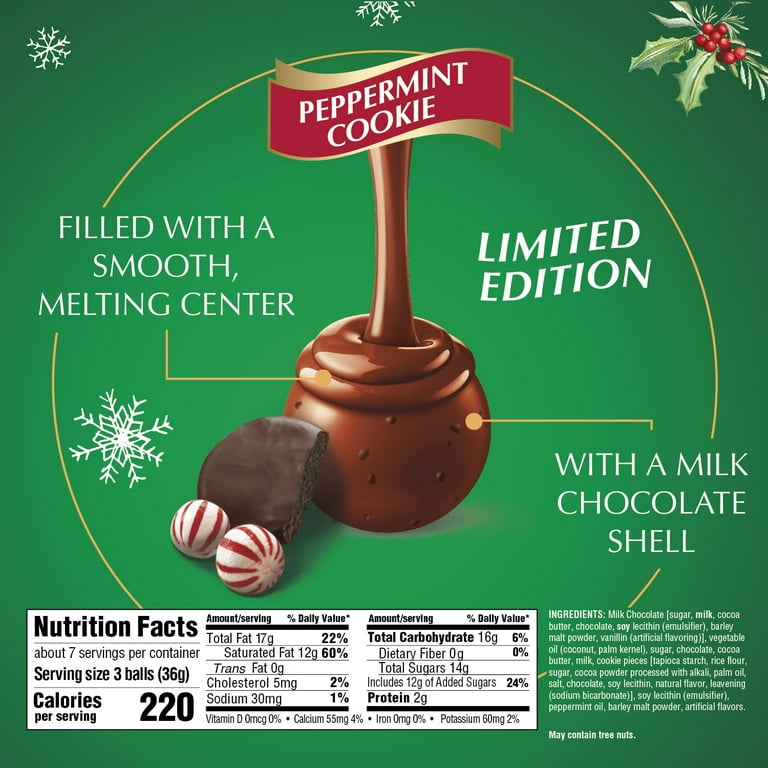 Lindt LINDOR Holiday Limited Edition Peppermint Cookie Milk Chocolate Candy  Truffles, 8.5 oz. Bag 