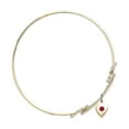 thumbnail image 2 of 8 1/2 inch Round Double Loop Bangle Bracelet w/ Heart medal charm w/ July Red Swarovski Crystal, 2 of 3
