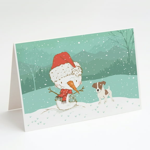 Caroline's Treasures Jack Russell Terrier Snowman Christmas Greeting Cards with Envelopes, 5" x 7" (8 Count)