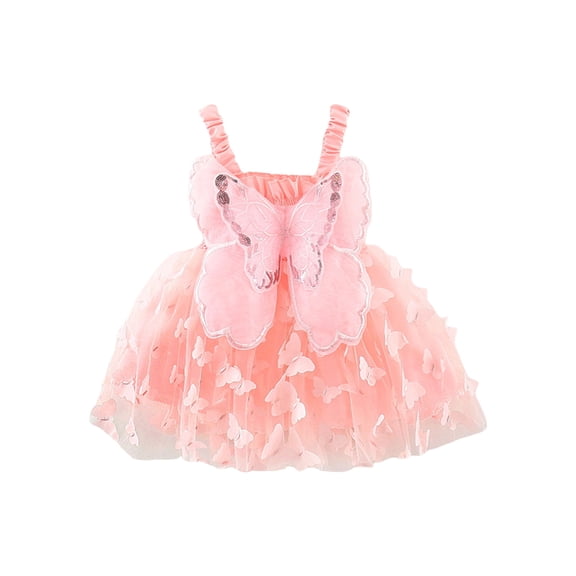 PaerPade Toddler Baby Girls 3D Butterfly Dresses Sleeveless Layered Cami Dress Summer Casual Clothes Princess Dress