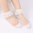 thumbnail image 2 of CUZIBR Socks For Women Ballet Dress Ankle Socks Lace Ruffles Solid Short Stockings Splice Transparent Boat Socks Breathable Lightweight Footwear,White,One Size, 2 of 4