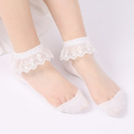 

Miayilima Sock Slippers For Women 1 Pairs Ballerina Socks Solid Lace Socks Short Stockings Splice Socks Boat Socks