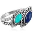 thumbnail image 4 of Sterling Silver Lapis Lazuli and Sleeping Beauty Turquoise Bypass Ring, Sizes 5 to 11, 4 of 11