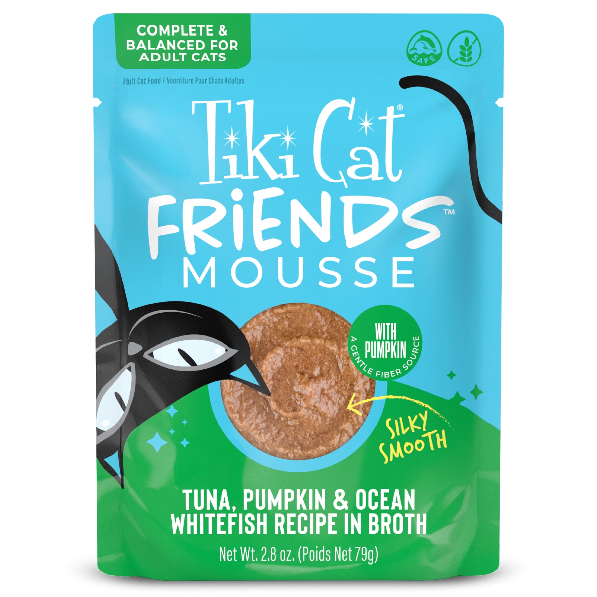 (12 pack) Tiki Cat Friends Mousse Tuna, Pumpkin & Ocean Whitefish, 2.8 oz. Pouch