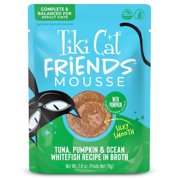 Tiki Cat Friends Mousse Tuna, Pumpkin & Ocean Whitefish, 2.8 oz. Pouch