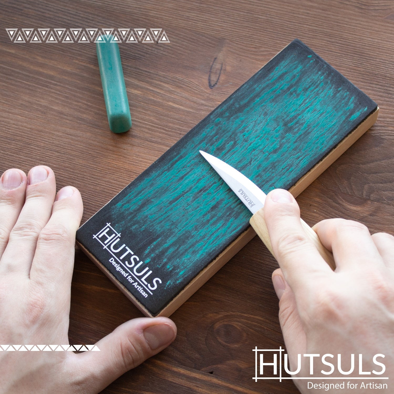Hutsuls Brown Leather Strop with Compound - Get Razor-Sharp Edges with  Stropping Kit, Green Honing Compound & Vegetable Tanned Two Sided Knife