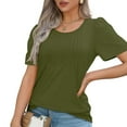 thumbnail image 5 of Army Green M WIZUTIZ T Shirts for Women up to 50% Off Cotton Blend Tee Solid Cotton Linen Fluffy Short Sleeve T-shirt Pure Colour Ladies Blouse Holiday Beach Plain Tshirts Lightweight Plus Crew Neck, 5 of 6