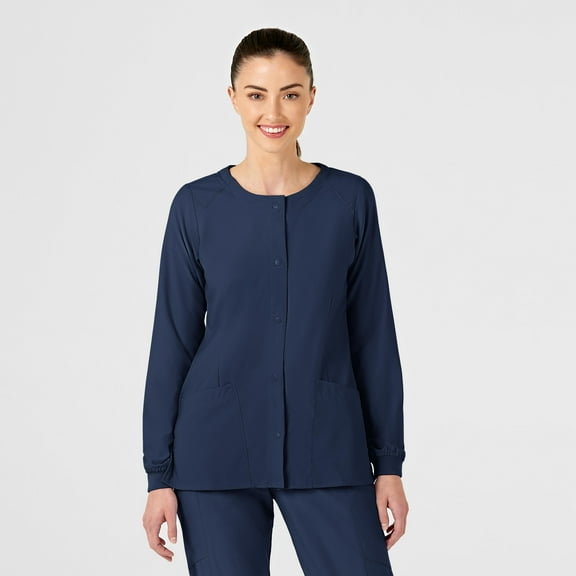 Wink W123 Women's Crew Neck Warm Up Jacket, Navy, 1X Womens