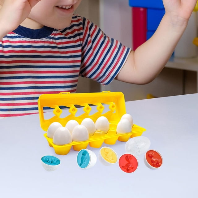 Juego de huevos a juego de 12 piezas, clasificación de formas a juego y clasificador de reconocimiento de Color, rompecabezas, juguetes para niños, CUTICAT Huevos que combinan formas