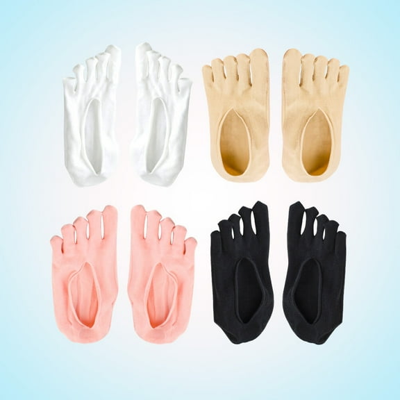 PAMINGONO Socks Silicone 4Pairs Black Breathable Nonslip 5Toe