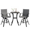 thumbnail image 4 of POTEBAN 3-piece Outdoor Swivel Bar Stool Set，2 Patio Metal High Back And Armrest Bar chairs With Bar Table for Backyard,Lawn Garden,Balcony,Pool, 4 of 8