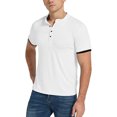 thumbnail image 2 of ZAXARRA Men? s Tops V-Neck Short Sleeve Pullover Polo Shirt with Buttons, 2 of 10