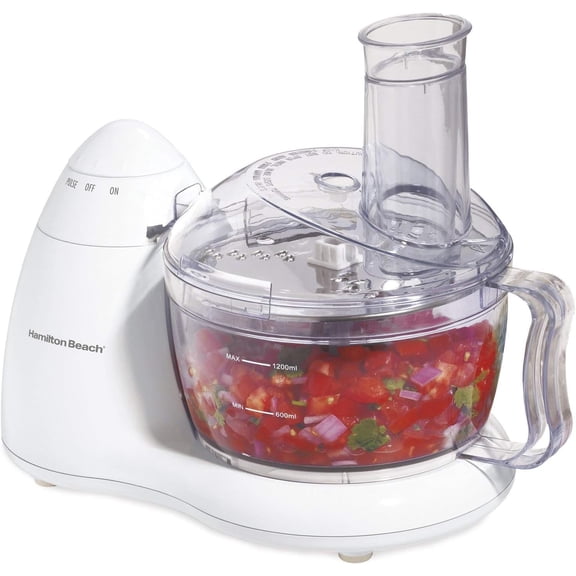 Hamilton Beach Compact 8-Cup Food Processor & Vegetable Chopper for Chopping, Shredding, Slicing, Mixing and Mincing, White (70450)