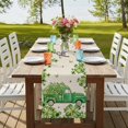thumbnail image 4 of Table Runners 120 Inches Long Dress Scarves, St. Patrick's Day Farmhouse Coffee/Dining/Kitchen Table Runner for Living Room, Green Shamrocks Truck Plants Retro Beige 13x120 Inch, 4 of 9