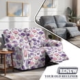 thumbnail image 4 of Garronmavis Purple Butterfly Flowers Recliner Chair Covers 6-Pieces Stretch Large Couch Covers for 2 Seats Reclining Slipcovers with Elastic Bottom Protector for Dogs Cats Easy to Install, 4 of 7