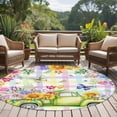 thumbnail image 4 of Watercolor Truck Flowers Round Area Rug 5Ft Washable Circle Rugs for Living Room Bedroom, Spring Butterflies Botanical Plaid Non-Slip Carpet Floor Mats Indoor Outdoor Carpet Runner Home Decor, 4 of 8