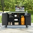thumbnail image 3 of K&K 55.5" Outdoor Kitchen Island with Sink, Metal Grill Cart Table with 304 Stainless Steel Sink, Outdoor Bar Cart Sink Station with 4 Lockable Wheels for Pizza Prep & BBQ, L 55.5" x W 20" H 36.7", 3 of 9