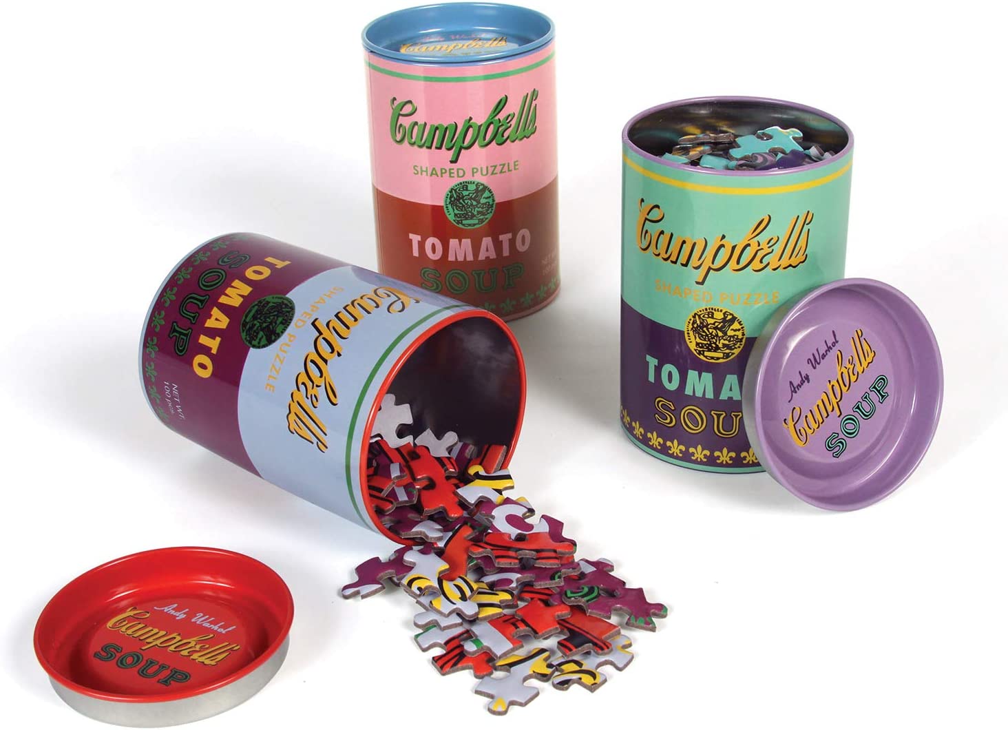 Andy Warhol Soup Cans Shaped Jigsaw Puzzles, Cardboard, Set of 3