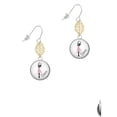 thumbnail image 2 of Delight Jewelry Silvertone Domed Pink Ballet Dancer Goldtone Leaf French Earrings, 2 of 4