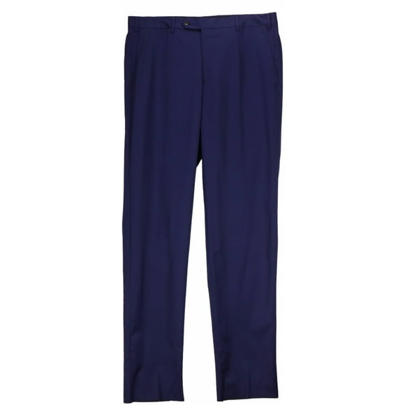 Trussini Men's Marine Blue Super 100s Wool Dress Pants - 52
