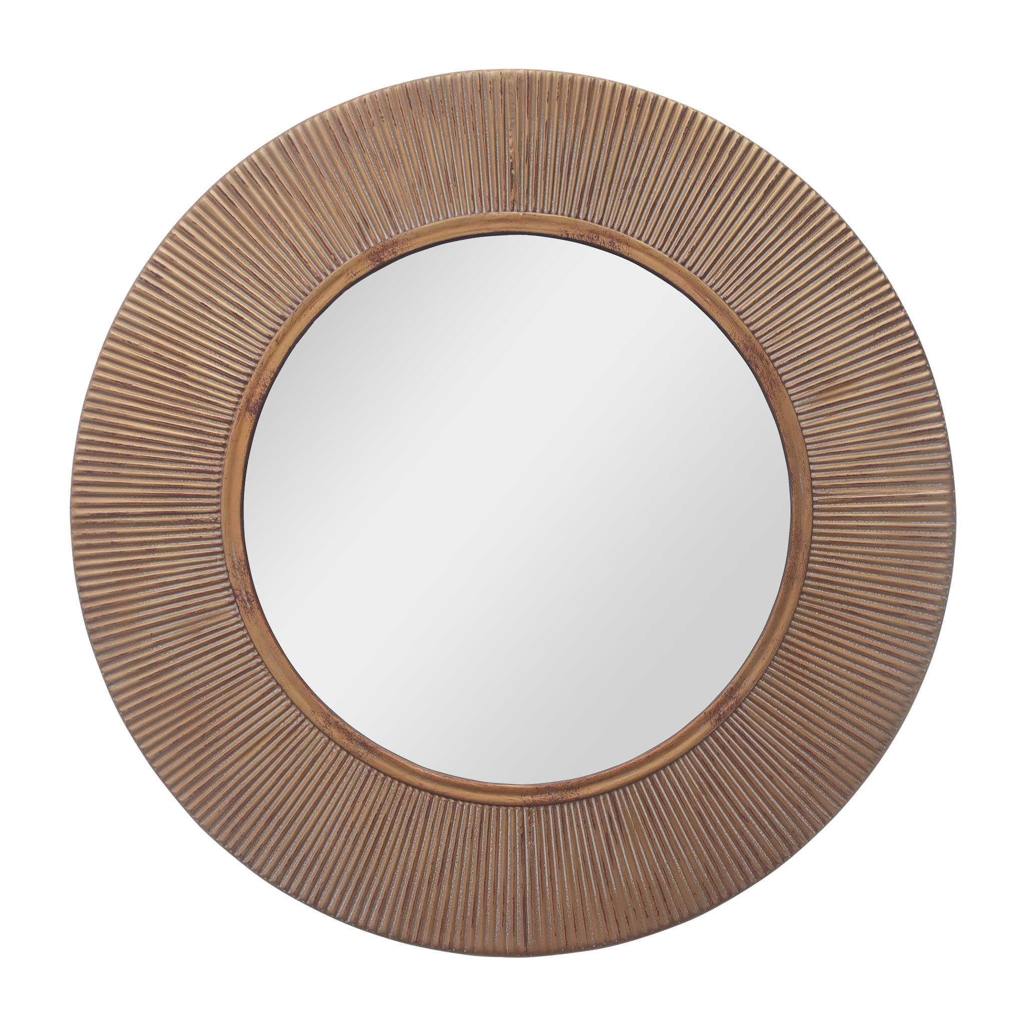 Parisloft Antique Bronze Round Metal Wall Mirror 31.5 inch, Vintage
