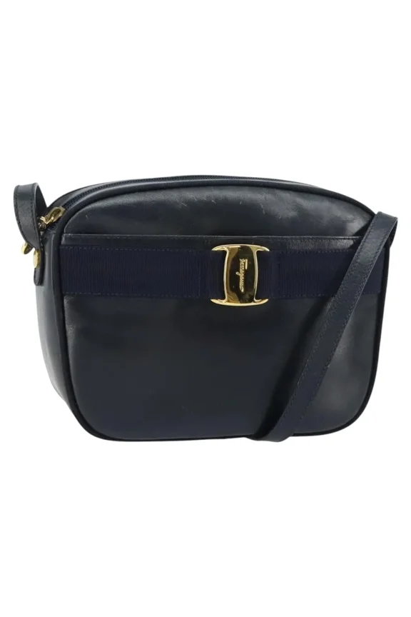 Pre-Owned Salvatore Ferragamo Vala Leather Navy Leather Shoulder Bag Bag