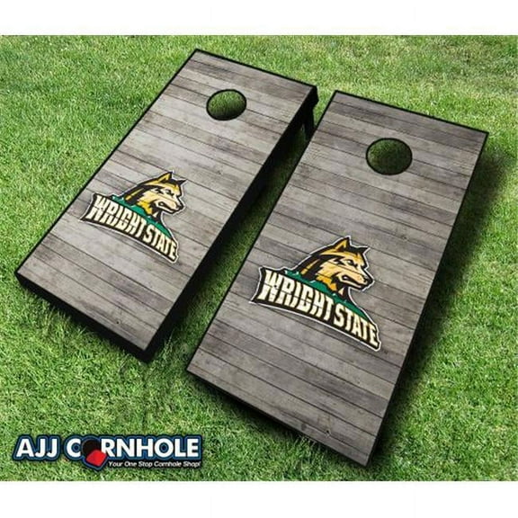 AJJCornhole 110-WrightStateDistressed Wright State Raiders Distressed Theme Cornhole Set with Bags - 8 x 24 x 48 in.