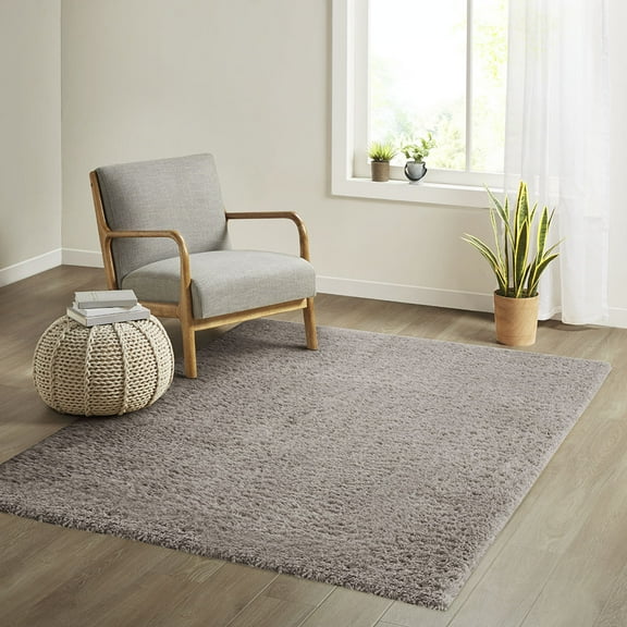Dovelina 4' x 6' Grey Super Soft Polyester Shag Area Rug