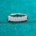 thumbnail image 2 of Princess Cut Five Stone Diamond Band, Half Eternity Wedding Band, Basket Mount Diamond Ring, Delicate Daily Wear Diamond Ring For Her, 2.0 Ct Simulated Diamond, 14K White Gold Plated, 2 of 5