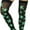 Thigh High - Black / Green, variant on ToBeInStyle Womens Fun Acrylic Iconic Leaf Printed Socks - Black/White