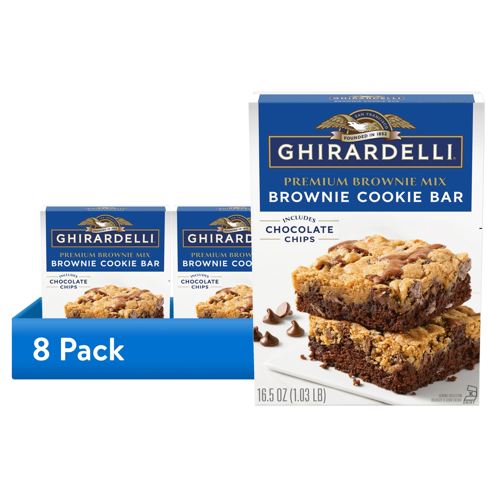 (8 pack) GHIRARDELLI Brownie Cookie Bar Premium Brownie Mix 16.5 oz Box