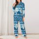 thumbnail image 2 of Balery Sea Underwater Animals Conjunto de Pijama con Estampado para Mujer, Conjunto de Dos Piezas con Manga Larga, Ropa de Dormir Suave con Bolsillos, Pijamas Cómodos-Large, 2 of 7