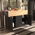 thumbnail image 3 of Glavbiku 55.7'' Black Kitchen Island,Rolling Cart W/ 2 Drop Leaf,Power Outlet,Storage & Drawers, 3 of 14