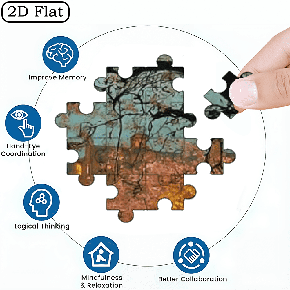A Box of (1000pcs) Adult Puzzles, with Light Rain Cherry Lane Design, Challenging, Suitable for Adults, Family Entertainment. 29.4*19.6 in