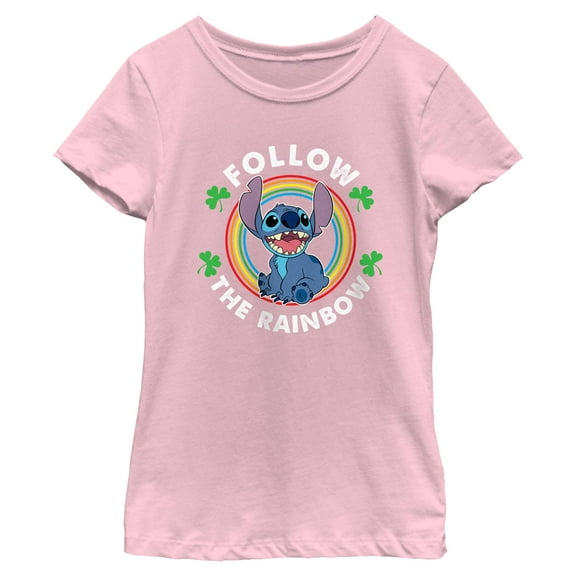 Girl's Lilo & Stitch Follow The Rainbow Graphic T-Shirt