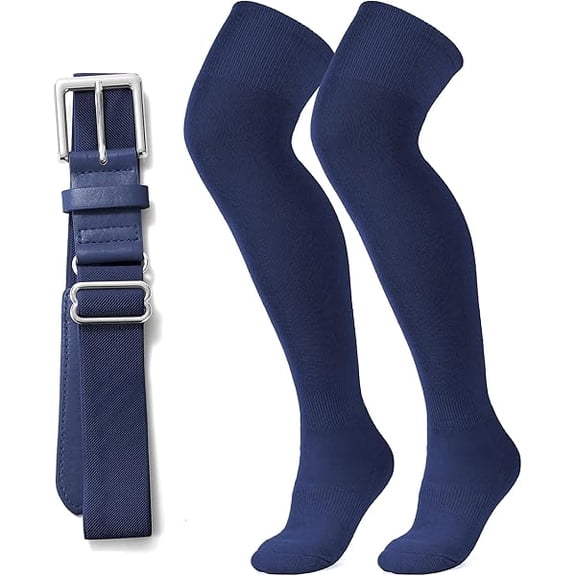 Eryueer Over the Knee Baseball Socks and Belt Combo Set for Youth Pink Softball Socks with Adjustable Belt