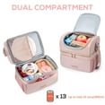 thumbnail image 4 of TOURIT Insulated Lunch Tote Bag Leakproof Lunch Box, Reusable Cooler Bag Food Container with Dual Compartment, Pockets & Shoulder Strap for Women Men, Work School Picnic Beach, Pink, 4 of 8