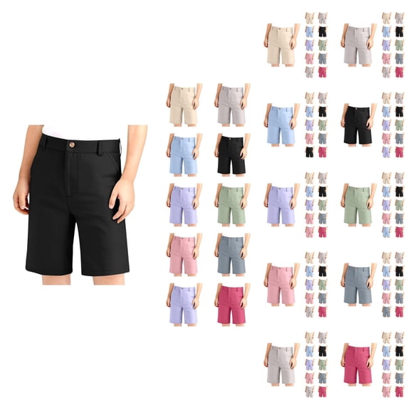 Boys Pants Boys Shorts Adjustable Waist Stretch Flat Front School Shorts for Kids Everyday Wear