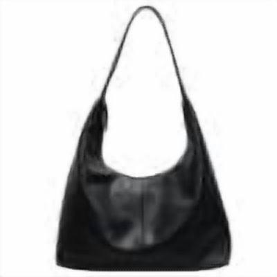 Slouchy Hobo Bag For Women Zipper Shoulder Bag Pu Leather For Travel Work Fashion Bag (Black)