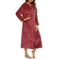 thumbnail image 5 of Wancir Long Hooded Zipper Bathrobe for Womens Flannel Fleece Robes Winter Warm Housecoat Nightgown Sleepwear Pajamas, 5 of 6